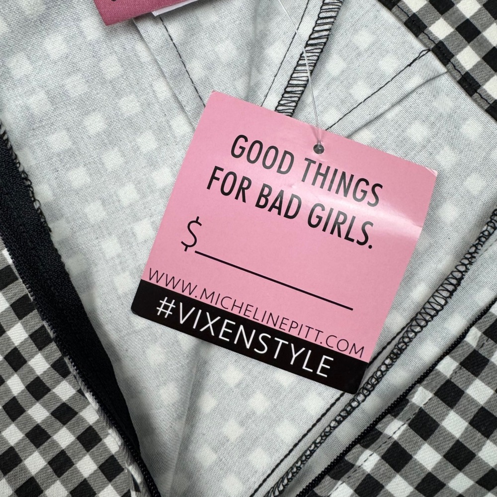 NWT Vixen Micheline Pitt Cigarette Pant Gingham Rockabilly Womens S Black White - Picture 13 of 13